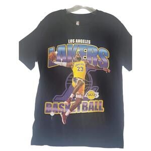 Nba Los Angeles Lakers Size S Lebron James Mens Black T Shirt 23 Portrait Euc